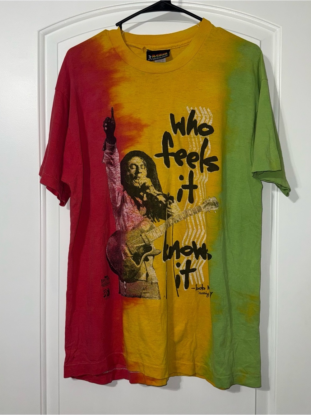 Vintage 90s Bob Marley Tie Dye Shirt Size Large Single Stitch Positive